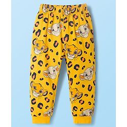 Babyhug Disney Single Jersey Knit Full Sleeves Night Suit With Lion King Graphics - White & Yellow
