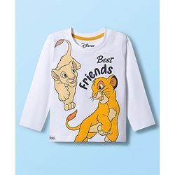 Babyhug Disney Single Jersey Knit Full Sleeves Night Suit With Lion King Graphics - White & Yellow