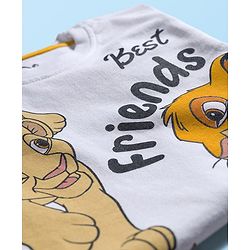 Babyhug Disney Single Jersey Knit Full Sleeves Night Suit With Lion King Graphics - White & Yellow