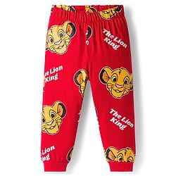 Babyhug Disney Single Jersey Knit Full Sleeves Night Suit With Lion King Graphics - Red