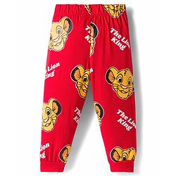 Babyhug Disney Single Jersey Knit Full Sleeves Night Suit With Lion King Graphics - Red