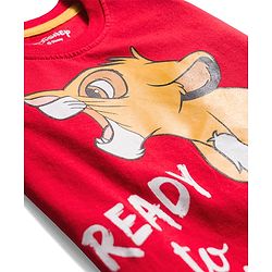 Babyhug Disney Single Jersey Knit Full Sleeves Night Suit With Lion King Graphics - Red