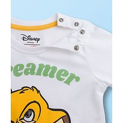 Babyhug Disney Single Jersey Knit Full Sleeves Night Suit With Lion King Graphics - White & Olive Green