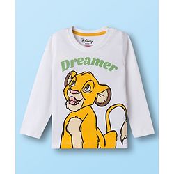 Babyhug Disney Single Jersey Knit Full Sleeves Night Suit With Lion King Graphics - White & Olive Green