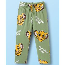 Babyhug Disney Single Jersey Knit Full Sleeves Night Suit With Lion King Graphics - White & Olive Green