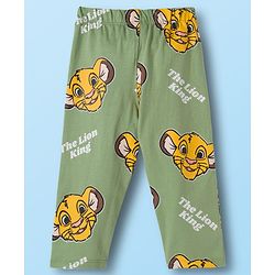 Babyhug Disney Single Jersey Knit Full Sleeves Night Suit With Lion King Graphics - White & Olive Green