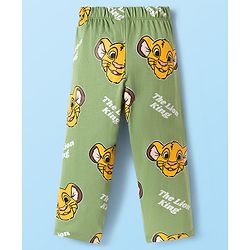 Babyhug Disney Single Jersey Knit Full Sleeves Night Suit With Lion King Graphics - White & Olive Green