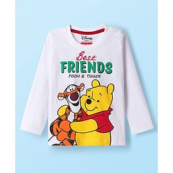 Babyhug Disney Single Jersey Knit Full Sleeves Night Suit With Winnie The Pooh Graphics - White & Red