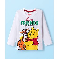 Babyhug Disney Single Jersey Knit Full Sleeves Night Suit With Winnie The Pooh Graphics - White & Red