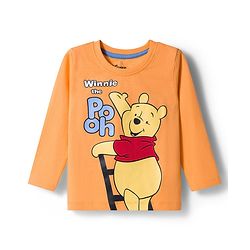 Babyhug Disney Single Jersey Knit Full Sleeves Night Suit With Winnie The Pooh Graphics - Orange