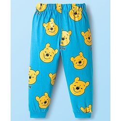 Babyhug Disney Single Jersey Knit Full Sleeves Night Suit With Winnie The Pooh Graphics - White & Light Blue