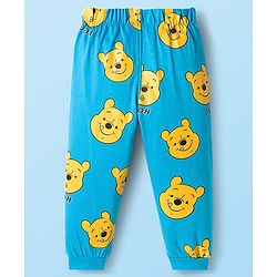 Babyhug Disney Single Jersey Knit Full Sleeves Night Suit With Winnie The Pooh Graphics - White & Light Blue