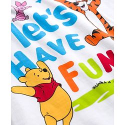 Babyhug Disney Single Jersey Knit Full Sleeves Night Suit With Winnie The Pooh Graphics - White & Light Blue
