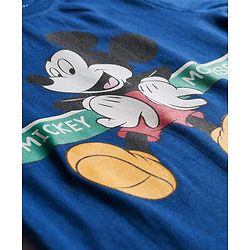 Babyhug Disney Single Jersey Knit Half Sleeves Shorts Night Suit With Mickey Mouse Graphics - Navy Blue
