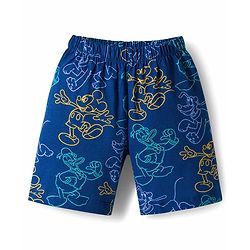 Babyhug Disney Single Jersey Knit Half Sleeves Shorts Night Suit With Mickey Mouse Graphics - Navy Blue