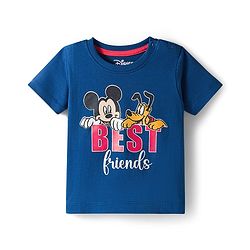 Babyhug Disney Single Jersey Knit Half Sleeves Shorts Night Suit With Mickey & Friends Graphics - Navy Blue