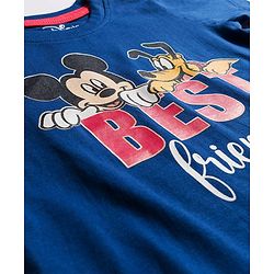 Babyhug Disney Single Jersey Knit Half Sleeves Shorts Night Suit With Mickey & Friends Graphics - Navy Blue