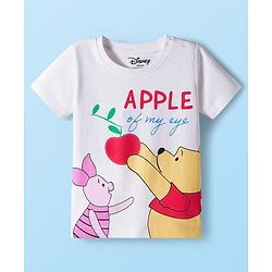 Babyhug Disney Single Jersey Knit Half Sleeves Short Night Suit With Winnie & Friends Graphics - White & Red