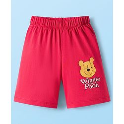 Babyhug Disney Single Jersey Knit Half Sleeves Short Night Suit With Winnie & Friends Graphics - White & Red