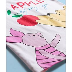 Babyhug Disney Single Jersey Knit Half Sleeves Short Night Suit With Winnie & Friends Graphics - White & Red