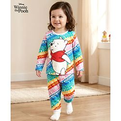 Babyhug Disney Single Jersey Knit Full Sleeves Night Suit With Winnie The Pooh Graphics - Light Blue