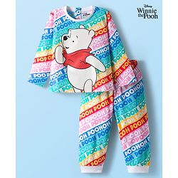 Babyhug Disney Single Jersey Knit Full Sleeves Night Suit With Winnie The Pooh Graphics - Light Blue