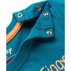 Babyhug Disney Single Jersey Knit Full Sleeves Night Suit With Animal Print - Navy Blue & Rust Orange