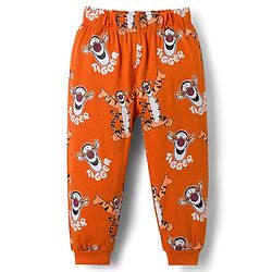 Babyhug Disney Single Jersey Knit Full Sleeves Night Suit With Animal Print - Navy Blue & Rust Orange