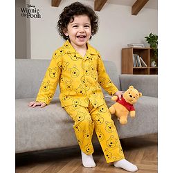 Babyhug Disney Single Jersey Knit Full Sleeves Co-ord Night Suit With Winnie The Pooh Print - Yellow