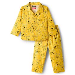 Babyhug Disney Single Jersey Knit Full Sleeves Co-ord Night Suit With Winnie The Pooh Print - Yellow