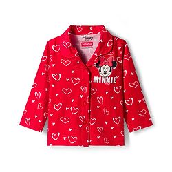 Babyhug Disney Single Jersey Knit Full Sleeves Co-ords Night Suit with Minnie Mouse Graphic - Red