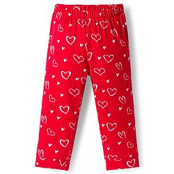 Babyhug Disney Single Jersey Knit Full Sleeves Co-ords Night Suit with Minnie Mouse Graphic - Red