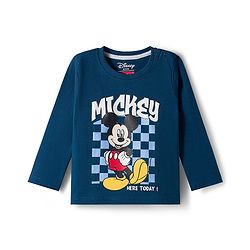 Babyhug Disney Single Jersey Knit Full Sleeves Night Suite with Mickey Mouse Graphic - Navy Blue