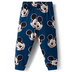 Babyhug Disney Single Jersey Knit Full Sleeves Night Suite with Mickey Mouse Graphic - Navy Blue