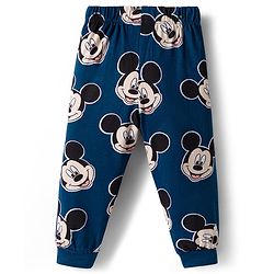 Babyhug Disney Single Jersey Knit Full Sleeves Night Suite with Mickey Mouse Graphic - Navy Blue