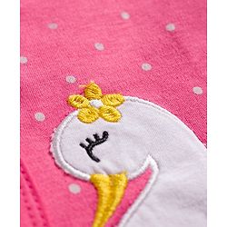 Babyhug Cotton Knit Full Sleeves Footed Polka Dot Printed Sleepsuit With Bird Patch & Hair Band - Pink