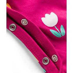 Babyhug Cotton Knti Full Sleeves Footed Sleepsuit With Floral Print & Headband - Pink