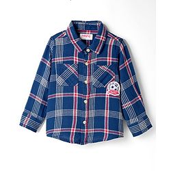 Babyhug Cotton Woven Full Sleeves Checks Shirt With Football Patch - Blue