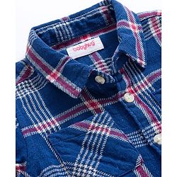 Babyhug Cotton Woven Full Sleeves Checks Shirt With Football Patch - Blue