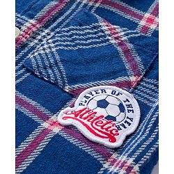Babyhug Cotton Woven Full Sleeves Checks Shirt With Football Patch - Blue