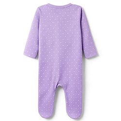 Babyhug Cotton Knit Full Sleeves Sleepsuit With Polka Dot Print - Lavender