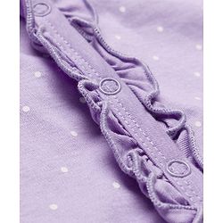 Babyhug Cotton Knit Full Sleeves Sleepsuit With Polka Dot Print - Lavender