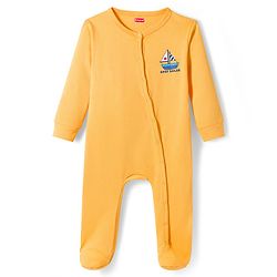 Babyhug Cotton Knit Full Sleeves Front Open Sleep Suits with Nautical Theme Print Pack of 2 - Red & Mustard