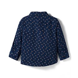 Babyhug Cotton Woven Full Sleeves Printed Night Suit - Navy Blue