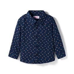 Babyhug Cotton Woven Full Sleeves Printed Night Suit - Navy Blue
