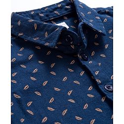 Babyhug Cotton Woven Full Sleeves Printed Night Suit - Navy Blue