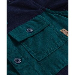 Babyhug Cotton Woven Full Sleeves Solid Corduroy Shirt - Navy Blue & Green