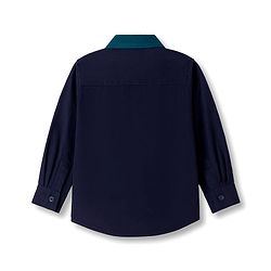 Babyhug Cotton Woven Full Sleeves Solid Corduroy Shirt - Navy Blue & Green