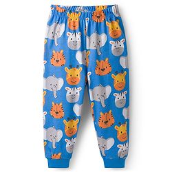 Babyhug Cotton Knit Full Sleeves Co-Ord Night Suit with Animal Print - Blue