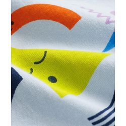 Babyhug Cotton Knit Full Sleeves Co-ord Night Suit With Shapes Print - Blue & White